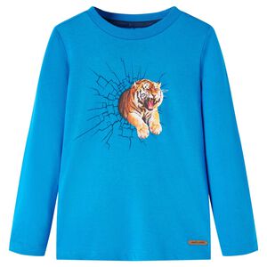 vidaXL Tricou de copii cu m&acirc;neci lungi albastru cobalt, 92