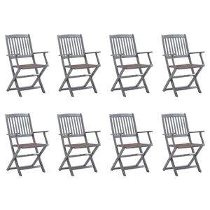 vidaXL Scaune pliabile de exterior cu perne, 8 buc., lemn masiv acacia