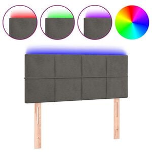 vidaXL Tăblie de pat cu LED, gri &icirc;nchis, 80x5x78/88 cm, catifea