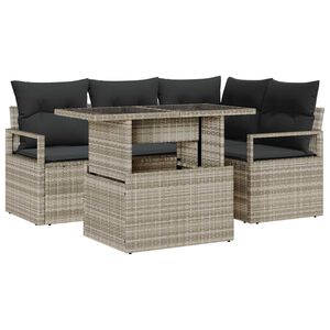 vidaXL Set de canapele pentru grădină 5 pcs Gri deschis Rattan poli