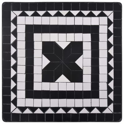 vidaXL Masă de bistro mozaic, negru și alb, 60 cm, ceramică