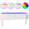vidaXL Tăblie de pat cu LED, alb, 203x16x78/88 cm, piele ecologică