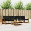 vidaXL Set de canapele de exterior cu pernă 5 pcs Natural și Negru