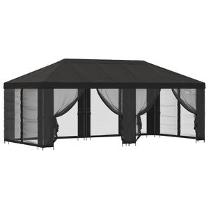 vidaXL Pavilion cu panouri laterale 6 x 3 m Antracit Poliester și oțel