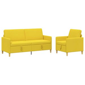vidaXL Set de canapea cu spațiu de depozitare 2 buc. Galben Deschis