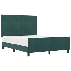vidaXL Pat cu arcuri cu headboard Verde &icirc;nchis 160 x 200 cm Catifea