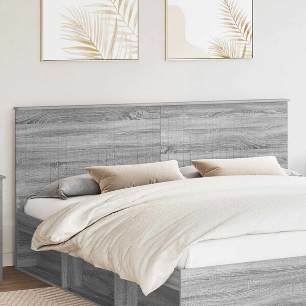 vidaXL Tăblie cap cu headboard Gri Sonoma 200 cm Lemn compozit