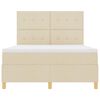 vidaXL Pat cu arcuri cu saltea cu headboard Crem 140 x 200 cm țesătură