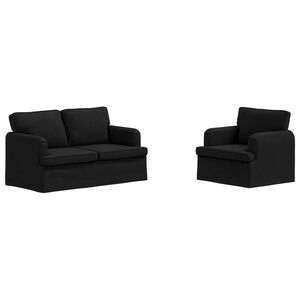 vidaXL Set de canapea 2 buc. Negru țesătură