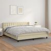 vidaXL Pat box spring cu saltea, crem, 180x200 cm, piele ecologică
