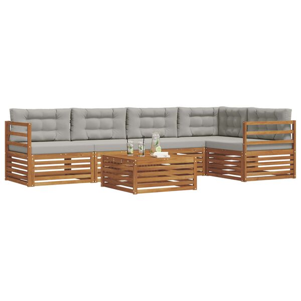 vidaXL Set de canapele de exterior 6 pcs Gri natural și deschis