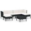 vidaXL Set mobilier de grădină cu perne, 7 piese, negru, poliratan