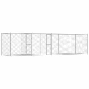 vidaXL Cușcă pentru c&acirc;ine Argintiu 600 x 200 x 200 cm Oțel Galvanizat