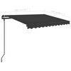 vidaXL Copertină retractabilă manual cu LED, antracit, 3x2,5 m