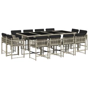 vidaXL Set mobilier de grădină cu perne 13 piese gri deschis poliratan