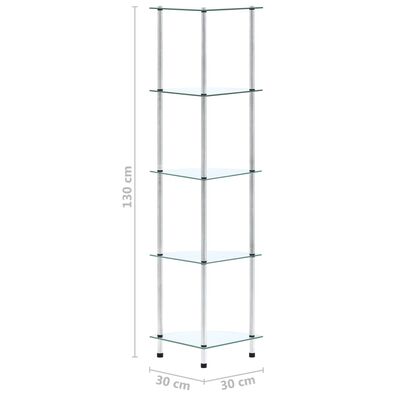 vidaXL Raft cu 5 niveluri transparent, 30x30x130 cm, sticlă securizată