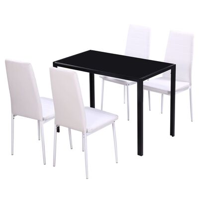 vidaXL Set masă și scaune de bucătărie, cinci piese, negru