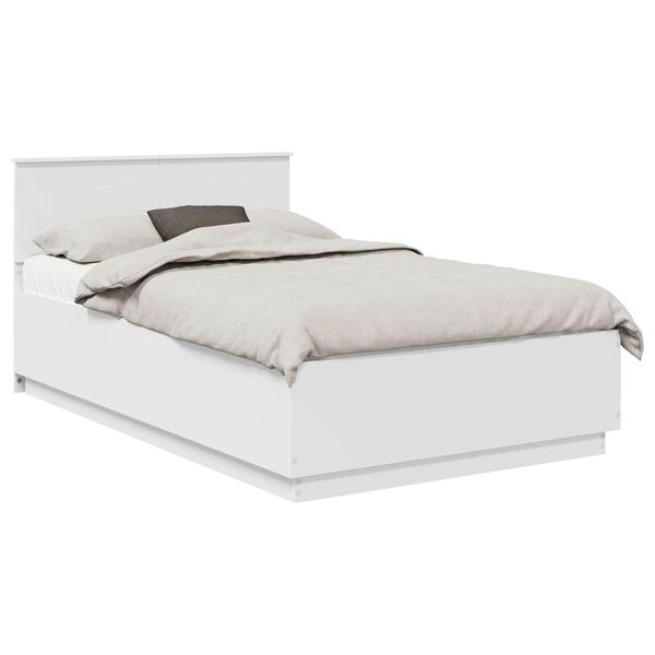 vidaXL Cadru de pat cu headboard Alb 135 x 190 cm Lemn prelucrat