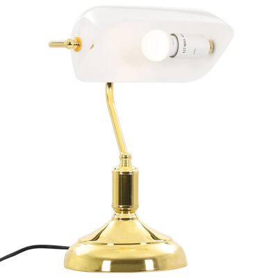 vidaXL Lampă de birou stil bancher, 40 W, alb și auriu