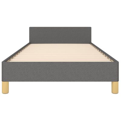 vidaXL Cadru de pat cu tăblie, gri închis, 90x190 cm, textil