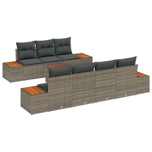 vidaXL Set de canapele pentru grădină cu pernă 8 pcs Gri Rattan poli