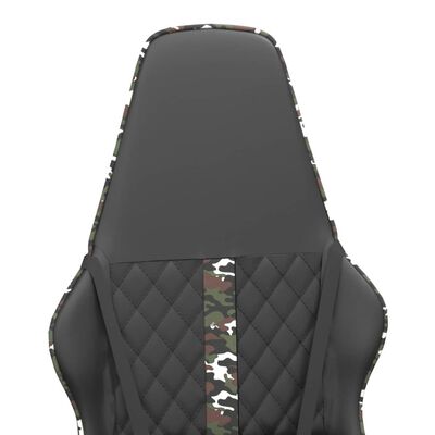 vidaXL Scaun de gaming de masaj, camuflaj și negru, piele ecologică