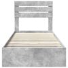 vidaXL Pat cu storage Gri din beton 90 x 200 cm Lemn compozit