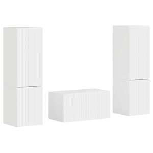 vidaXL Set comodă TV 5 pcs Alb lucios Lemn compozit