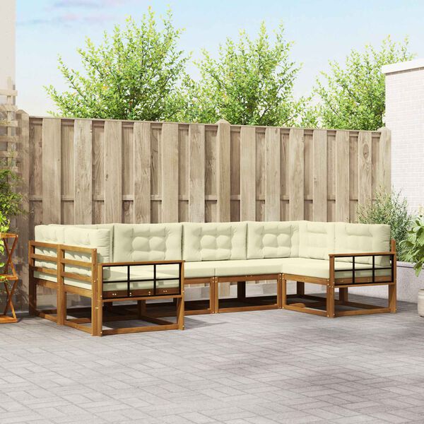 vidaXL Set de canapele de exterior cu pernă 6 pcs Natural și Crem