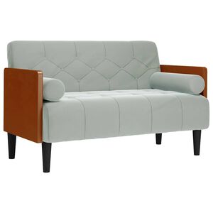 vidaXL Canapea loveseat cu perne de sustinere gri deschis 110 cm