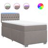 vidaXL Pat box spring cu saltea, gri taupe, 90x200 cm, textil