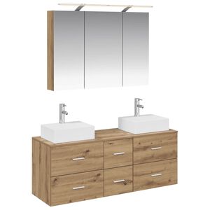 vidaXL Set de mobilier pentru baie 4 pcs Stejar Artizanal