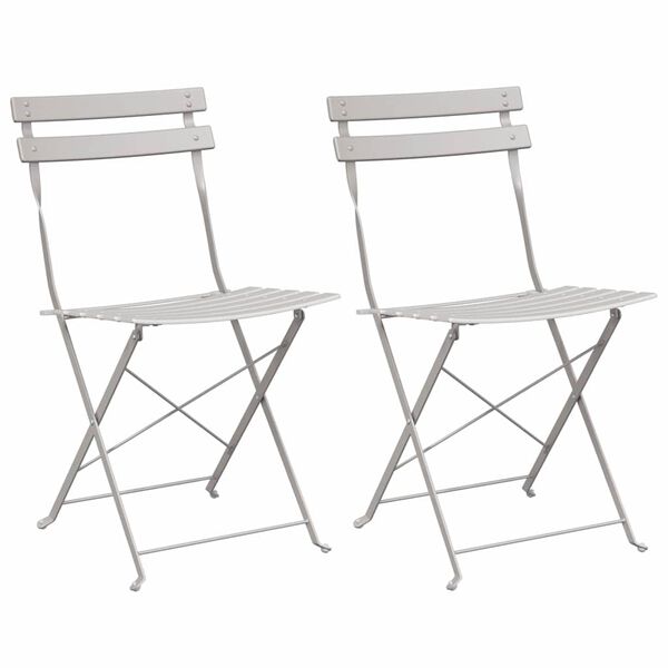 vidaXL Scaun pliabil pentru grădină 2 pcs Bej 42 x 46 x 82cm Metal