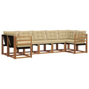 vidaXL Set de canapele de exterior cu pernă 7 pcs Natural și Bej