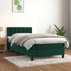 vidaXL Pat box spring cu saltea, verde &icirc;nchis, 90x190 cm, catifea