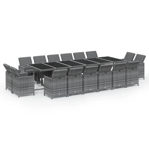 vidaXL Set mobilier de grădină cu perne, 17 piese, gri, poliratan