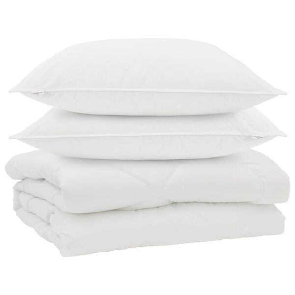 vidaXL Pilotă cu pernă 3 pcs Alb Microfibră