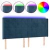 vidaXL Tăblie de pat cu LED, albastru &icirc;nchis, 163x16x118/128cm catifea