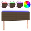 vidaXL Tăblie de pat cu LED, maro &icirc;nchis, 144x5x78/88 cm, textil