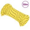 vidaXL Fr&acirc;nghie de barcă, galben, 4 mm, 50 m, polipropilenă