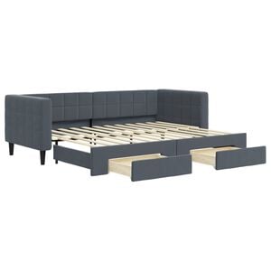 vidaXL Pat de zi cu extensie și sertare gri &icirc;nchis 80x200 cm catifea