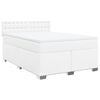 vidaXL Pat box spring cu saltea, alb, 140x200 cm, piele ecologică