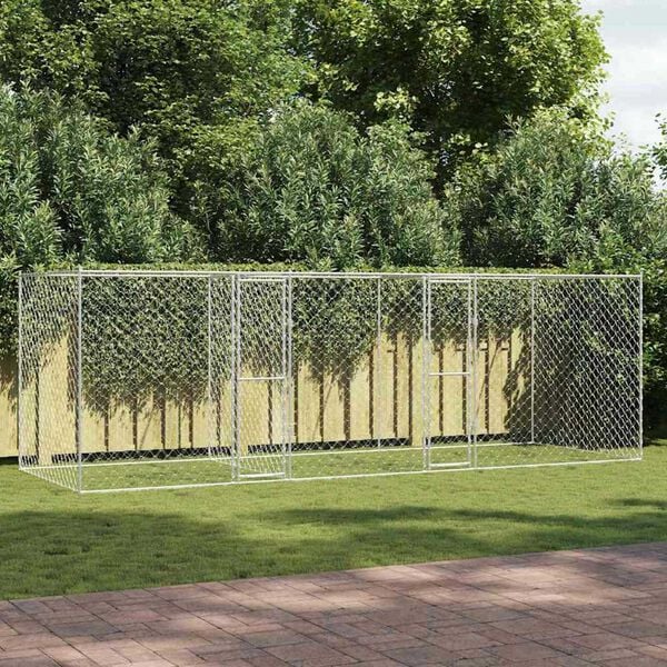 vidaXL Cușcă pentru câine Argintiu 600 x 200 x 200 cm Oțel Galvanizat