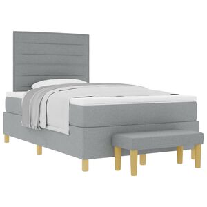 vidaXL Pat cu arcuri cu headboard Gri deschis 190 x 120 cm țesătură