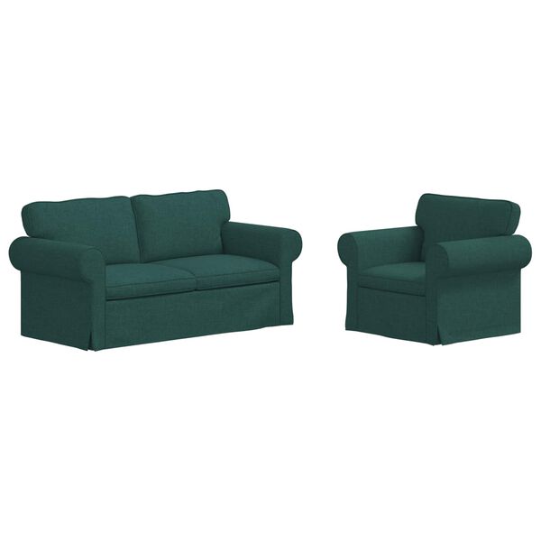 vidaXL Canapea 2 pcs Verde &icirc;nchis 175 x 82 x 80 cm țesătură