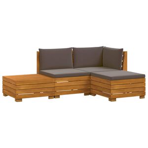 vidaXL Set de canapele de exterior 4 Bucată Maro Lemn Solid de Acacia