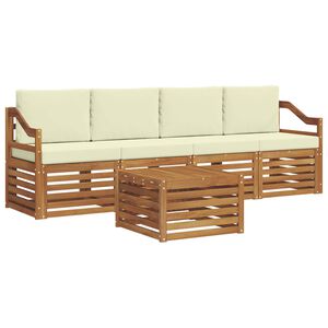 vidaXL Set de canapele de exterior cu pernă 5 pcs Natural și Crem