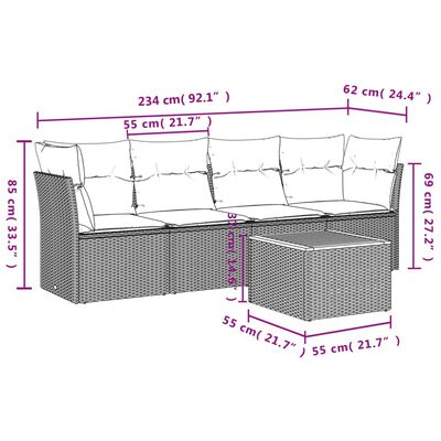 vidaXL Set canapele de grădină cu perne, 5 piese, bej, poliratan