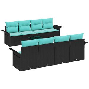 vidaXL Set de canapele pentru grădină 9 buc. Negru și Turcoaz