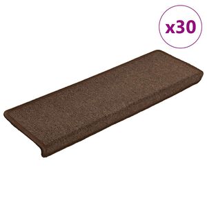 vidaXL Covorașe pentru scări, 30 buc., 65x21x4 cm, maro cafea, margini dreptunghiulare